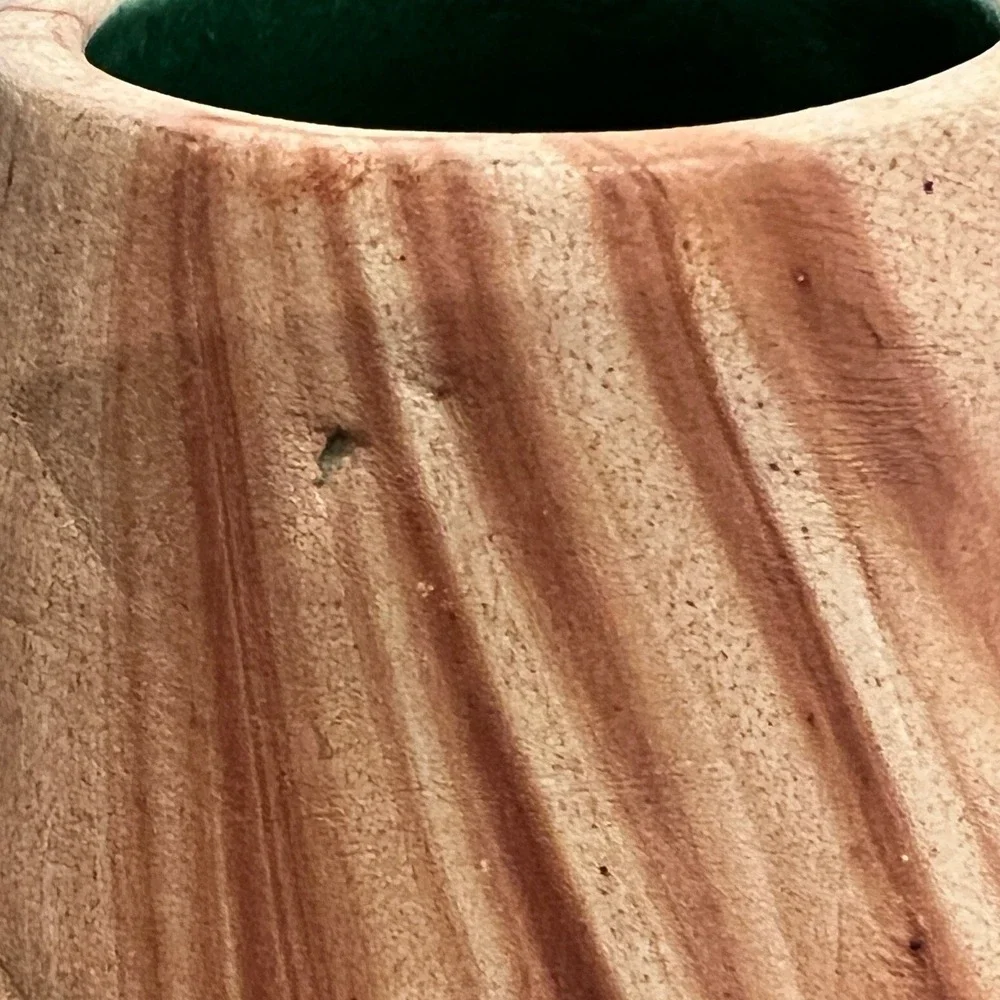 Vtg Pine Scent Pottery Vase Faux Bois Woodgrain Brown MCM‎ Retro Boho Chic